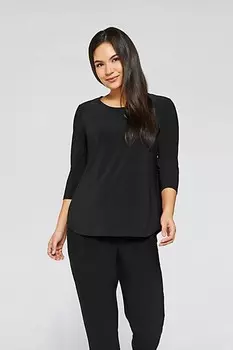 Go To Классическая футболка черного цвета с рукавами 3/4 Relax Sympli, черный