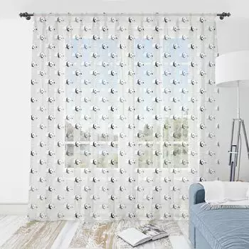 Гобелен ABAKUHAUS Panda, повторяющееся очаровательное мультяшное животное с лиственными ветвями, шелковистая атласная ткань для гостиной, спальни, 274 см x 274 см, многоцветный серый
