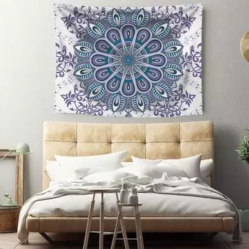 Гобелен с мандалой, эстетический гобелен в стиле бохо, настенный подвесной богемный настенный художественный декор в стиле хиппи для спальни, гостиной, общежития, пляжное полотенце, фотофон (150 см x 130 см, цвет 12) CANDeal
