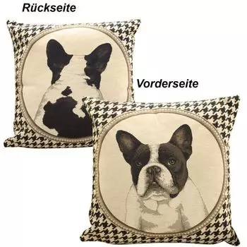 Гобеленовая подушка Mars & More с обеих сторон с французским бульдогом ок. 45 х 45 см | ММ-ЕВКСППФБ