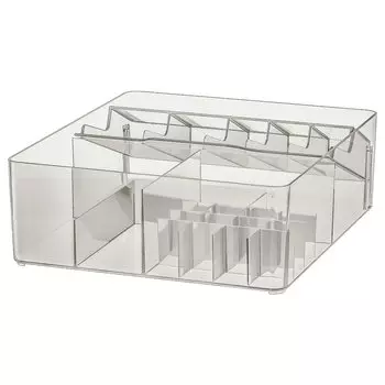 GODMORGON ГОДМОРГОН Ящик с отделениями, дымчатый, 32x28x10 см IKEA