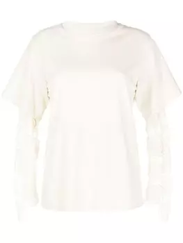 Goen.J футболка с кружевными рукавами, белый