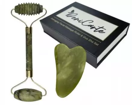 Гофрированный роликовый массажер + бокс-набор Gua Sha Deni Carte