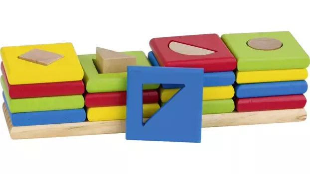 Goki Сортирует игру по цветам и формам 4 башни