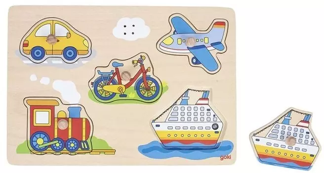 Гоки, звуковой пазл с ручками Транспорт Goki