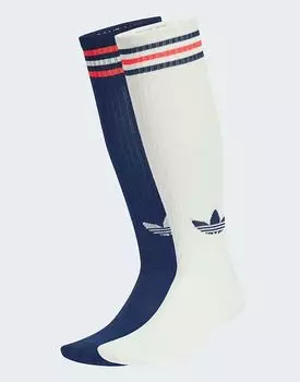 Гольфы Adidas Originals с тремя полосками, 2 пары, цвета: белый с оттенком / темно-синий