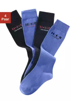Гольфы H.I.S (упаковка, 4 пары), с усиленными зонами нагрузки, синий