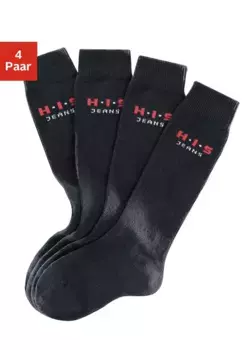 Гольфы H.I.S (упаковка, 4 пары), с усиленными зонами нагрузки, черный