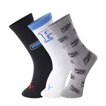 Гольфы унисекс, 3 пары PUMA, 002 Purple/Ecru/Black (3 Pack)