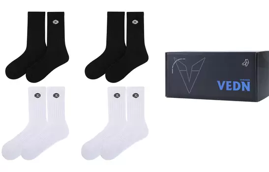 Гольфы унисекс VEIDOORN, 4 Pack (Pure Black)