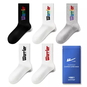 Гольфы Warrior унисекс, 5 пар, Black+Black+Black+Color White+Color White[5 Pack]