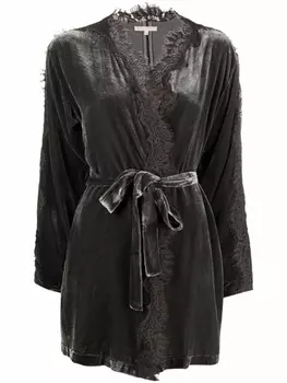 Gold Hawk пальто с кружевом и поясом, серый