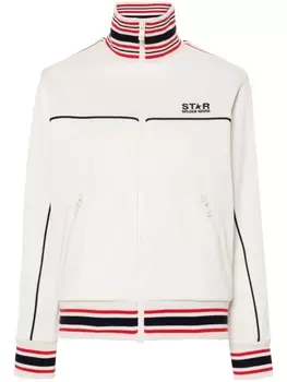 Golden Goose бомбер с вышитым логотипом, нейтральный цвет