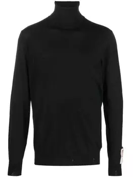 Golden Goose джемпер с высоким воротником и логотипом, черный
