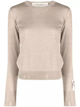 Golden Goose джемпер тонкой вязки с эффектом потертости, нейтральный цвет