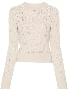 Golden Goose джемпер в рубчик с кристаллами, нейтральный цвет