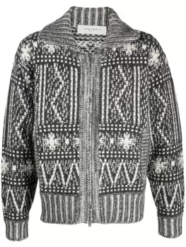 Golden Goose джемпер вязки интарсия на молнии, серый