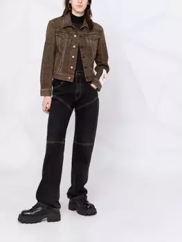 Golden Goose джинсовая куртка с леопардовым принтом, коричневый