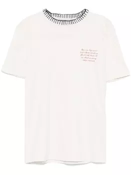 Golden Goose футболка с вышитым текстом, нейтральный цвет