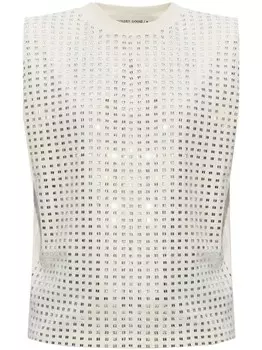 Golden Goose хлопковый топ, украшенный кристаллами, белый