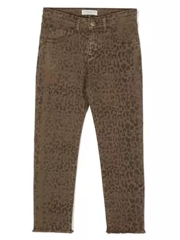 Golden Goose Kids джинсы с леопардовым принтом, коричневый