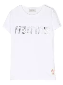 Golden Goose Kids футболка с кристаллами, белый