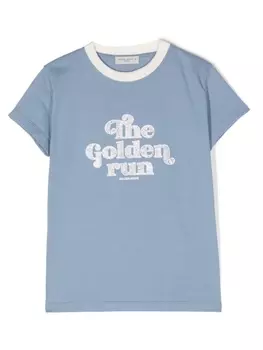 Golden Goose Kids футболка с кристаллами, синий