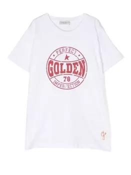 Golden Goose Kids футболка с логотипом, белый