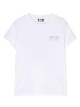 Golden Goose Kids футболка с логотипом, белый