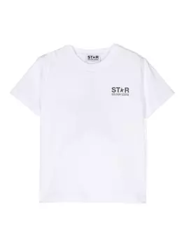 Golden Goose Kids футболка с логотипом, белый