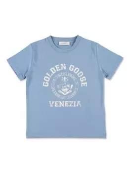 Golden Goose Kids футболка с логотипом, синий