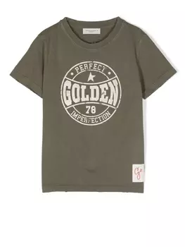 Golden Goose Kids футболка с логотипом, зеленый