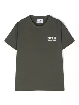 Golden Goose Kids футболка с логотипом, зеленый