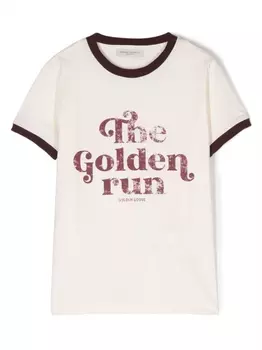 Golden Goose Kids футболка с надписью, нейтральный цвет