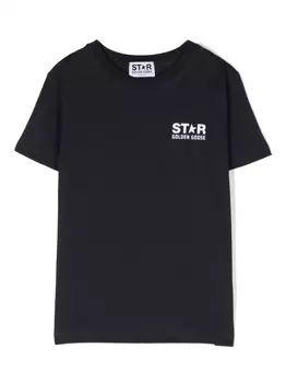 Golden Goose Kids футболка с принтом, синий