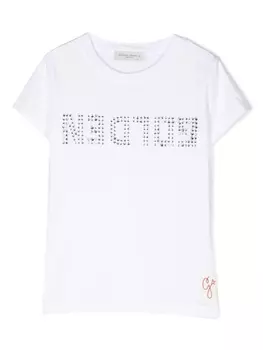 Golden Goose Kids футболка со стразами, белый