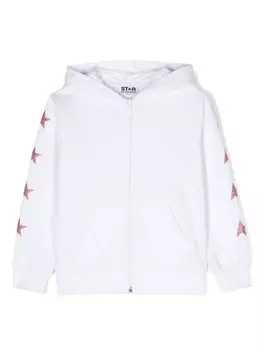 Golden Goose Kids худи на молнии с принтом, белый