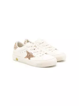 Golden Goose Kids кеды May Star с блестками, белый