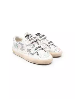 Golden Goose Kids кеды на липучках с принтом, белый