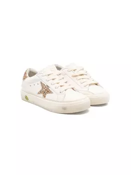 Golden Goose Kids кроссовки May с блестками, нейтральный цвет