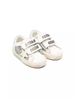 Golden Goose Kids кроссовки на липучках с блестками, белый
