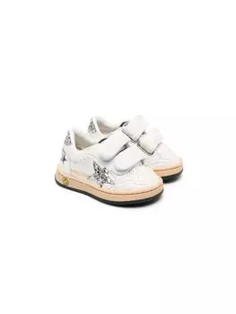 Golden Goose Kids кроссовки на липучках с блестками, белый
