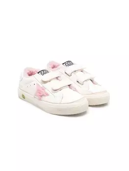 Golden Goose Kids кроссовки с мехом и нашивкой, белый