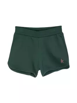 Golden Goose Kids шорты с эластичным поясом и логотипом, зеленый