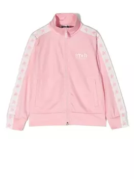 Golden Goose Kids спортивная куртка из джерси с логотипом, розовый