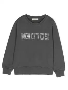 Golden Goose Kids толстовка с логотипом и кристаллами, серый