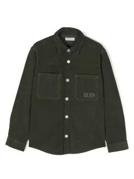 Golden Goose Kids вельветовая куртка с вышитым логотипом, зеленый