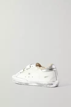 GOLDEN GOOSE кроссовки Old School из блестящей кожи с подкладкой из овчины, белый