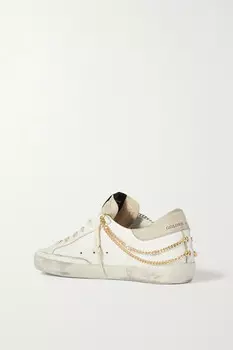 GOLDEN GOOSE кроссовки Superstar из потертой кожи и замши с цепочкой, белый