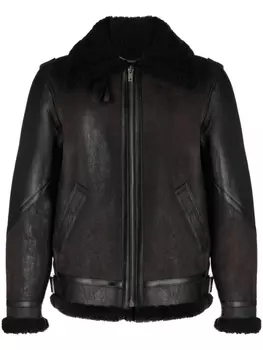 Golden Goose куртка с воротником из овчины, черный